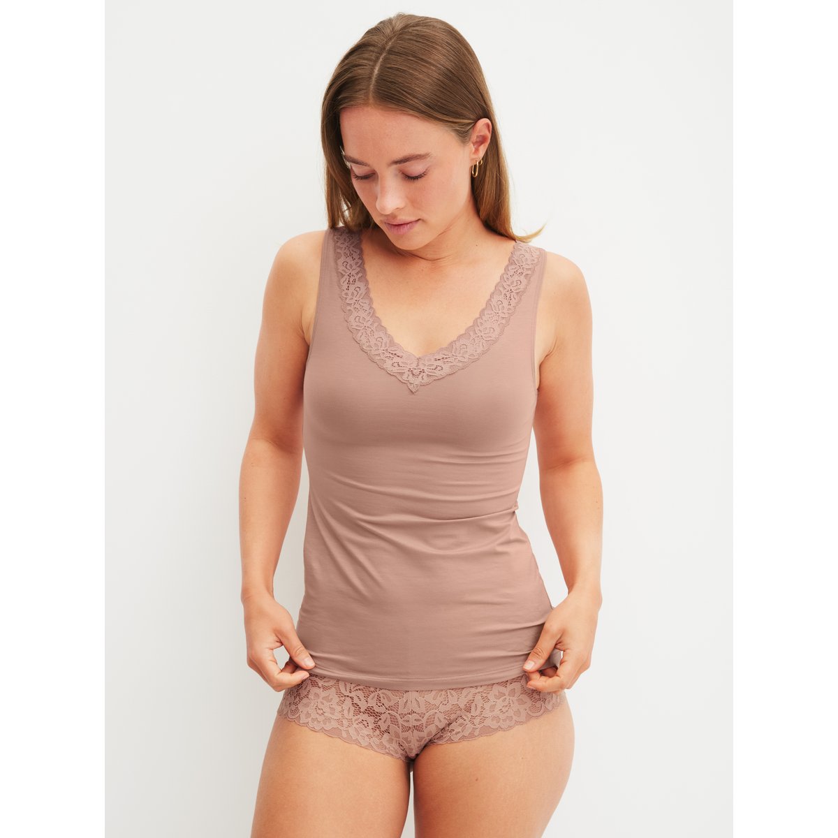 Débardeur sans manches Coton NATURAL COMFORT LACE timeless taupe, CALIDA