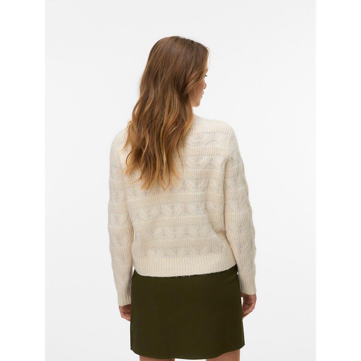 Pull col montant torsadé blanc, VERO MODA