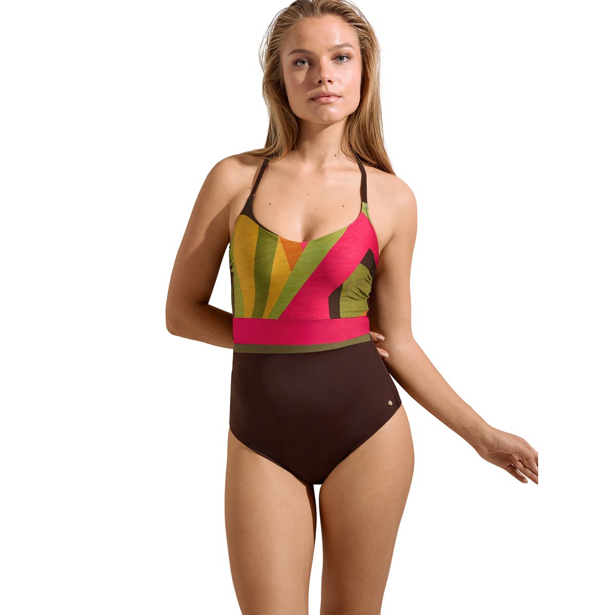 Maillot de bain une pièce shapewear armaturé multipositions Viviero marron, LISCA