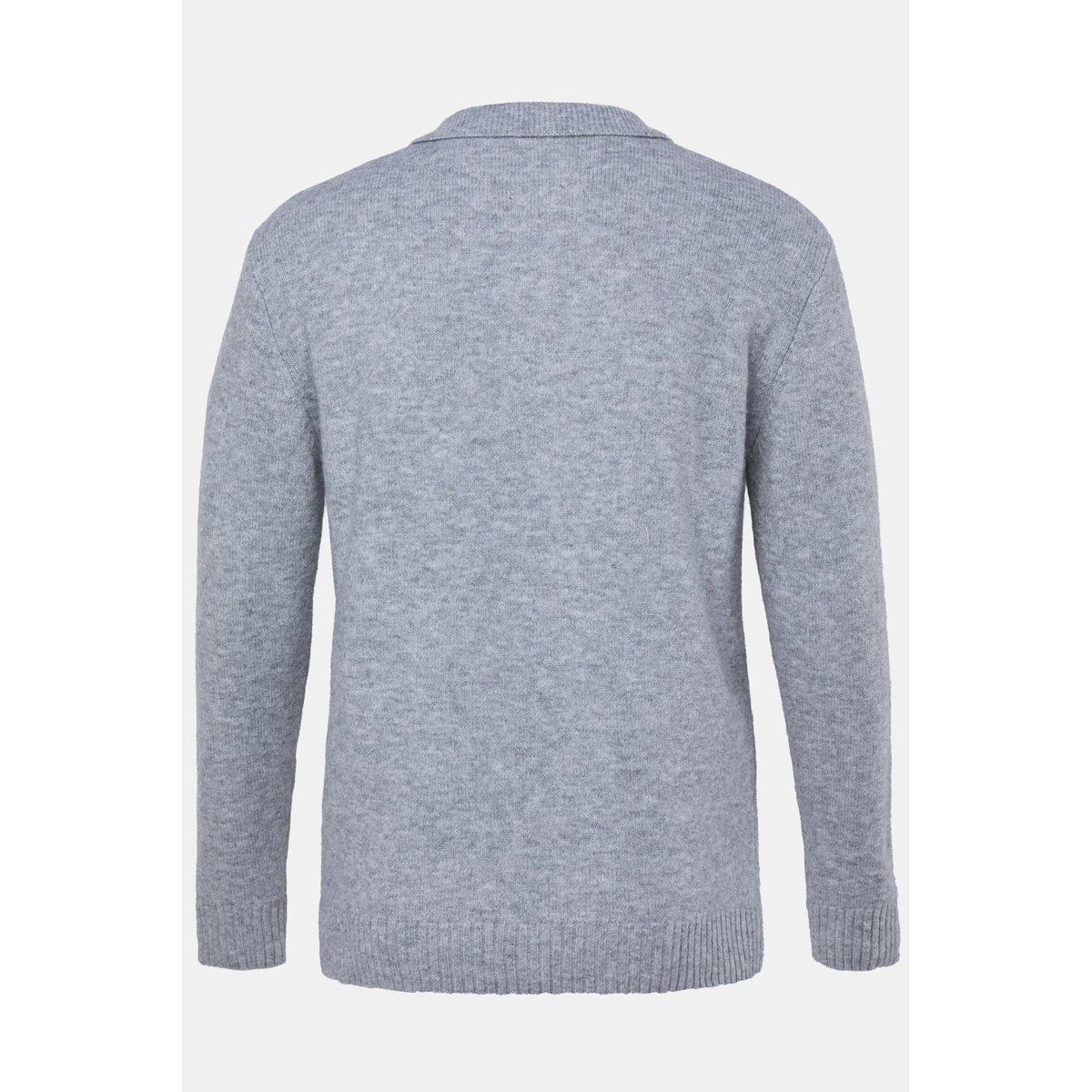 Pull, col de polo, mélange de laine gris dauphin, STHUGE