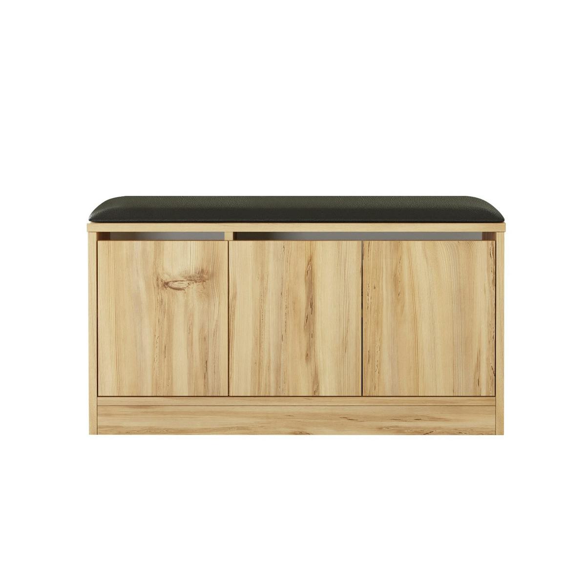 Banc à chaussures avec assise 3 portes décor bois clair MARFA chêne, PIER IMPORT