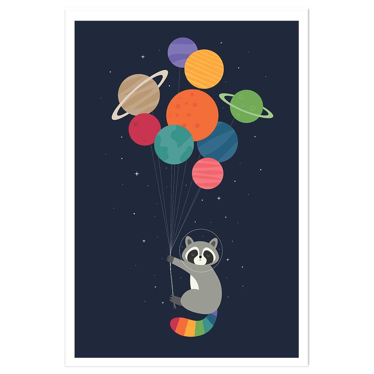 Affiche enfant raton dans la galaxie affiche seule, HEXOA