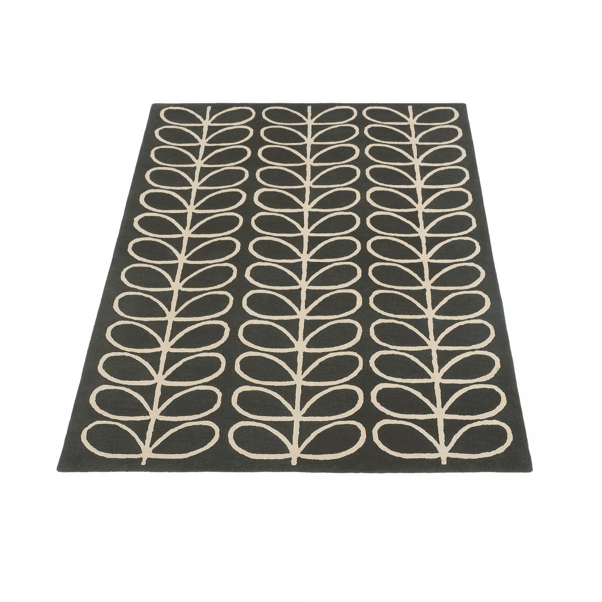 Tapis salon et chambre fait à la main en laine motif seventies STEM noir, écru, UN AMOUR DE TAPIS