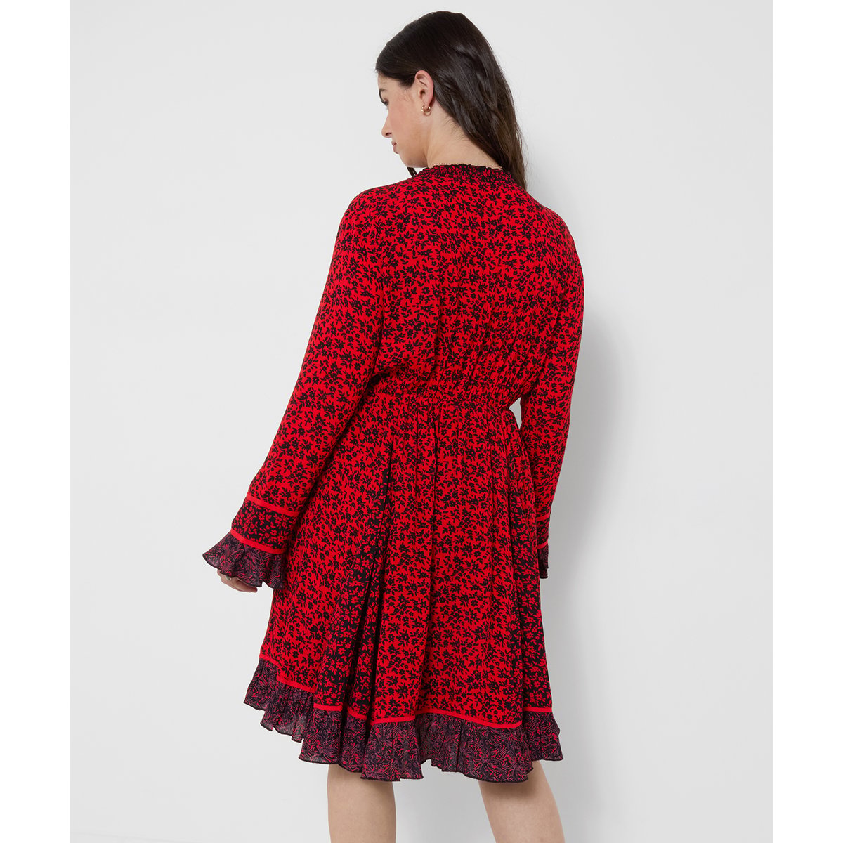 Robe Cache-Cœur à Fleurs rouge, JOE BROWNS