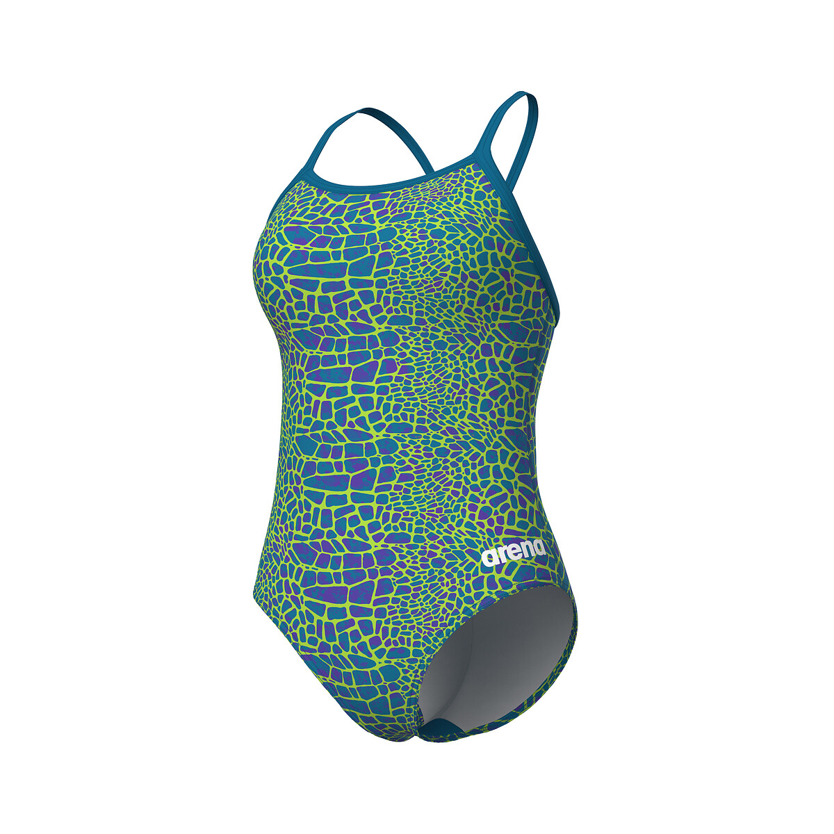 Maillot de bain 1 pièce LIGHTDROP imprimé bleu/vert, ARENA