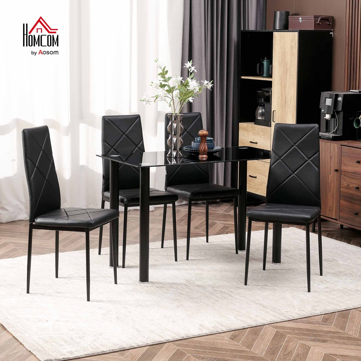 Ensemble de table à manger Acier Noir noir, HOMCOM