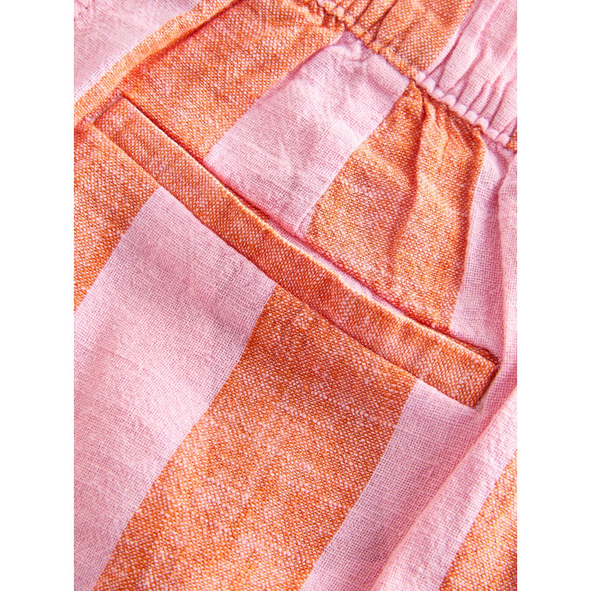 Pantalon large habillé en mélange de lin rose/orange rayé, NEXT