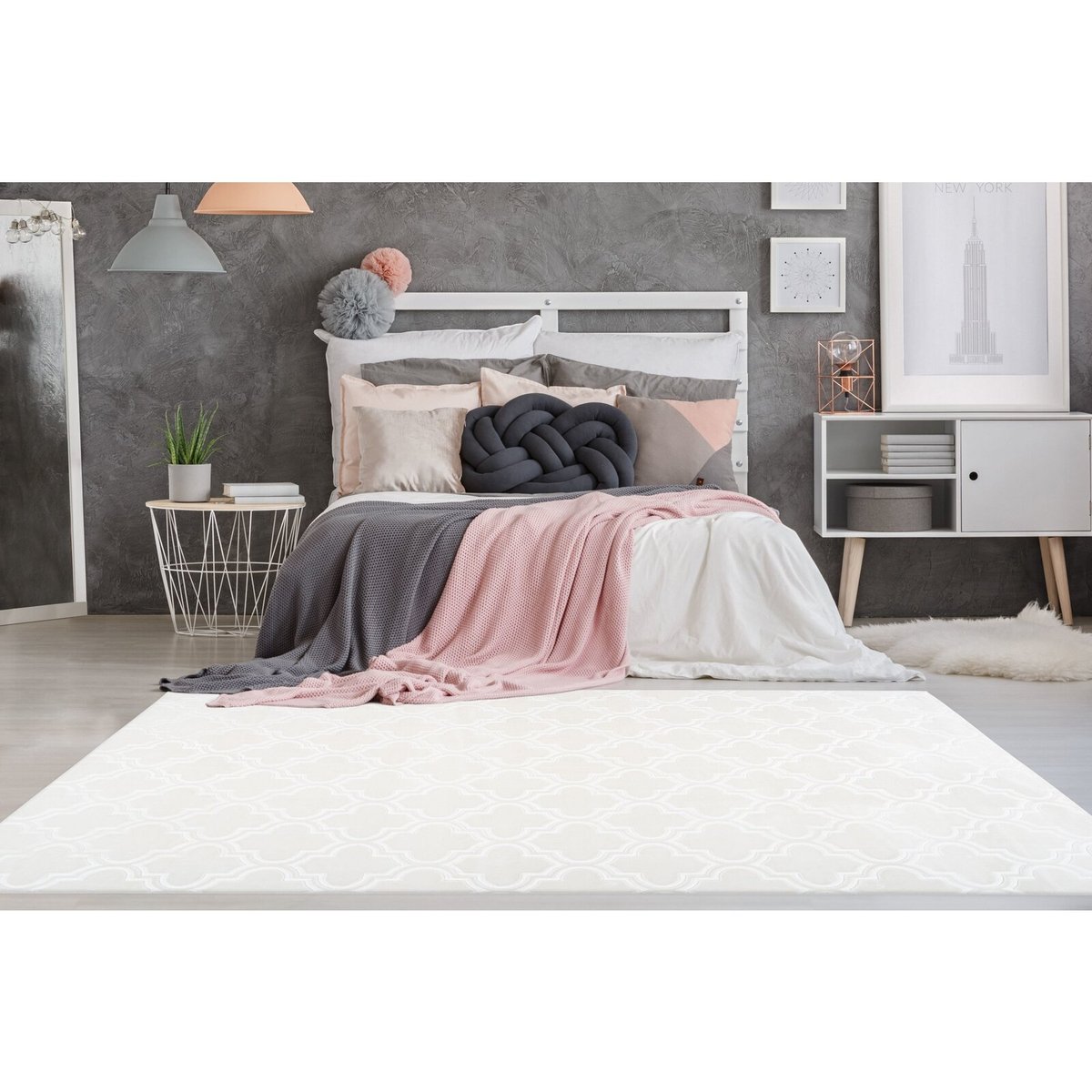 Tapis rectangulaire en polyester Monroe blanc, ARTE ESPINA