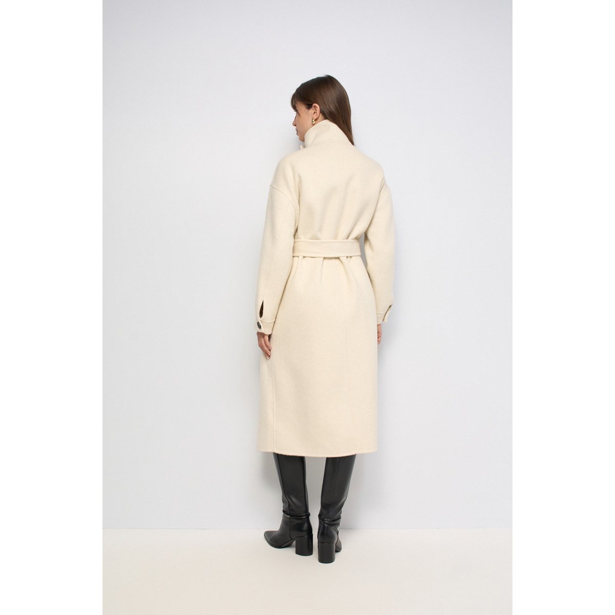MANTEAU LONG EN DRAP AVEC LAINE beige, SALSA JEANS