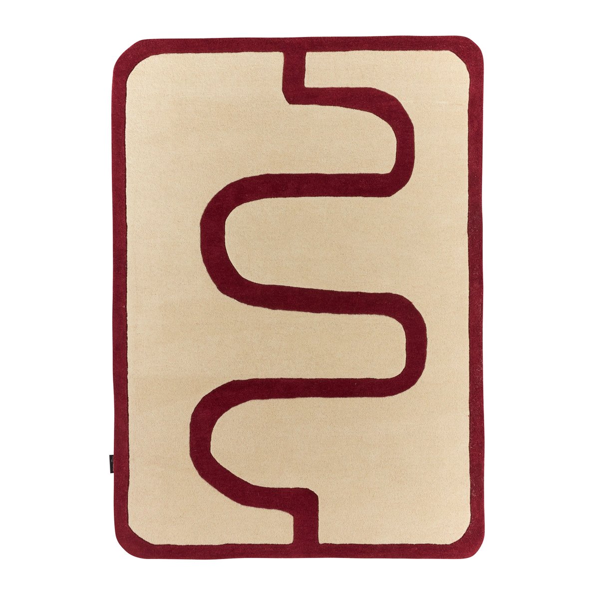 Tapis fait main en laine motif vague ROUGE D'ORAGE rouge, NAZAR RUGS X PANTONE