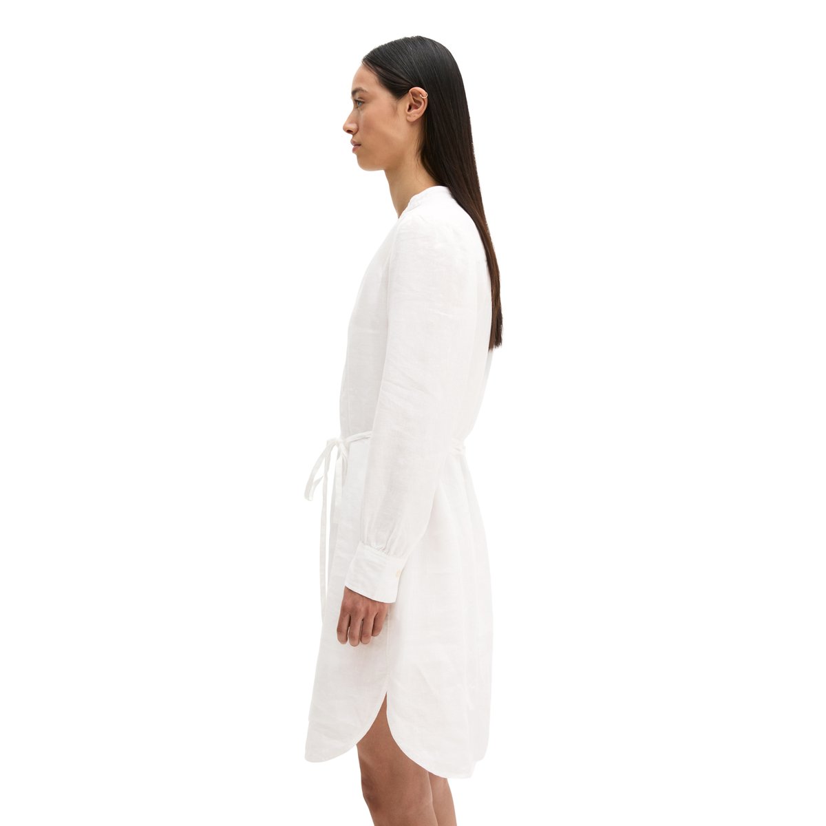 Robe en lin loose avec bandeau à la taille blanc, MARC O'POLO