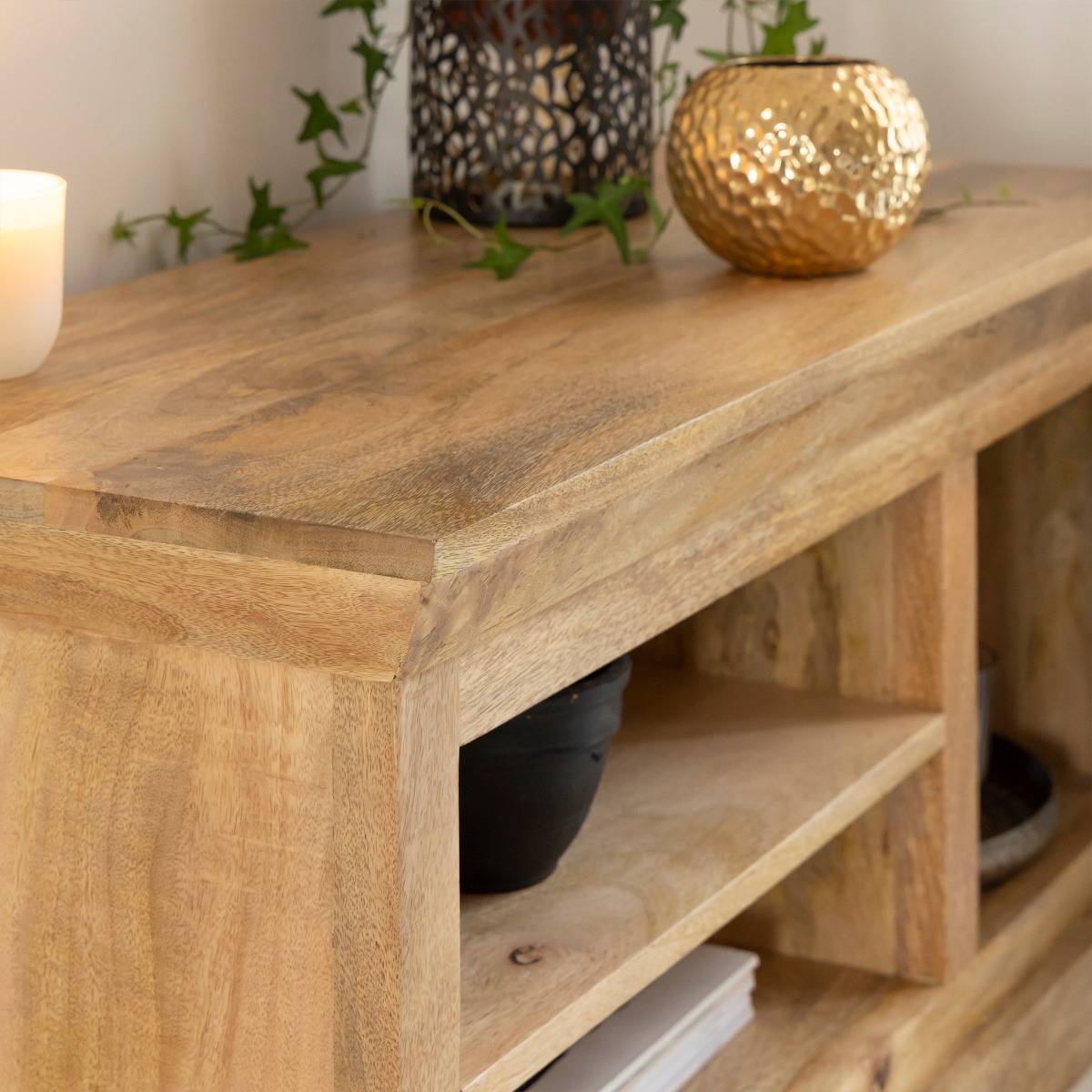 Meuble TV en bois de manguier SAHARA bois clair, MADE IN MEUBLES