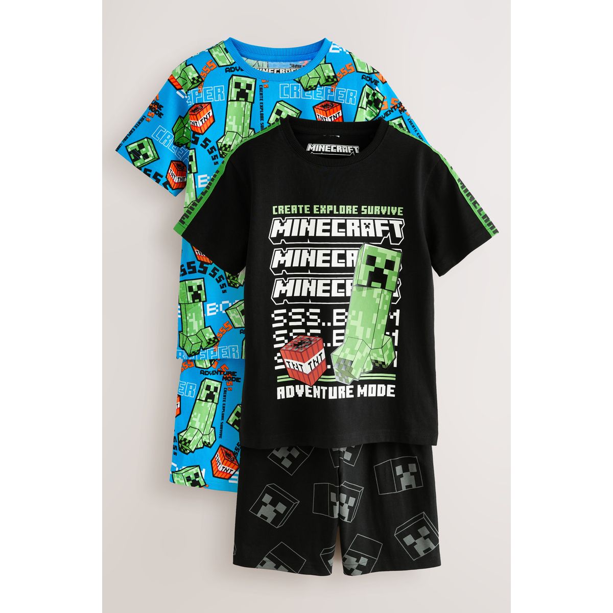 Pyjama short minecraft, lot de 2 vert/noir, NEXT