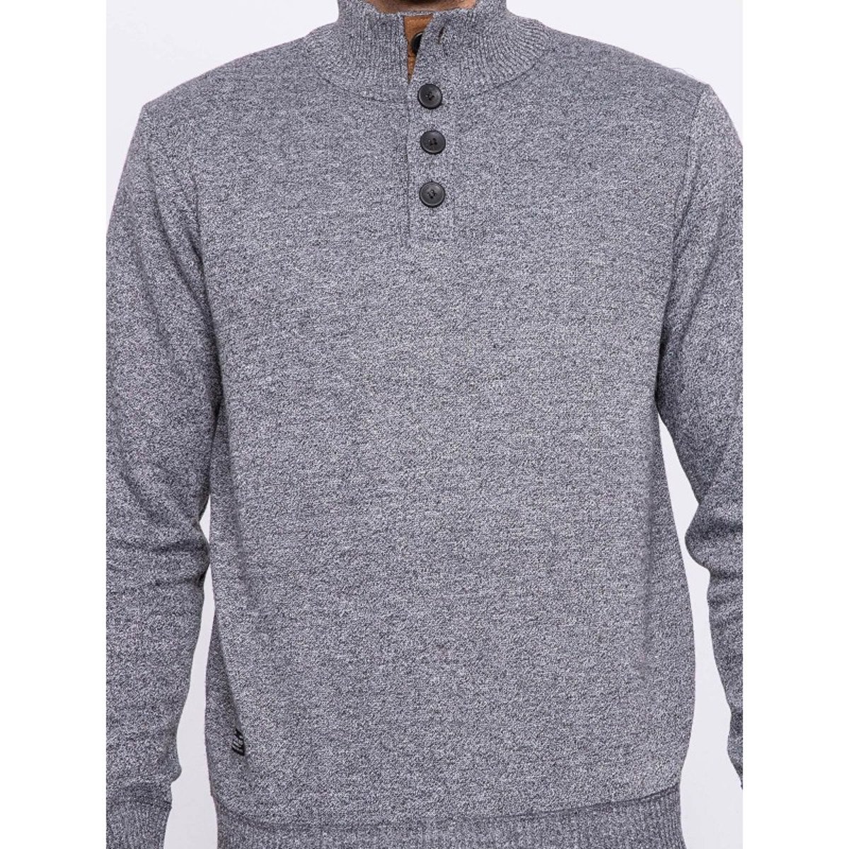 Pull Col Montant Boutons Lulite gris chiné, RITCHIE