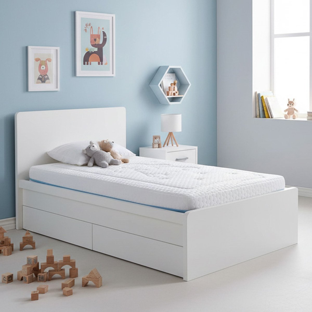 Matelas Mousse bébé Sweet Dreams Bleu 60x120 cm bleu, MINEA