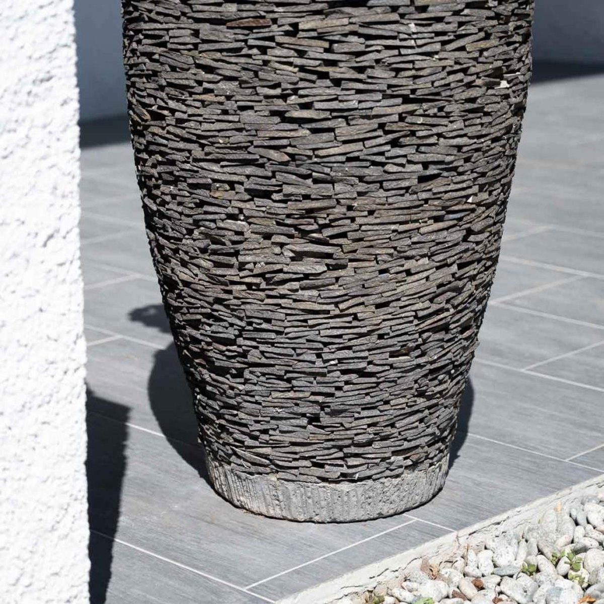 Pot bac jardinière pierre naturelle ardoise ovale forme œuf 80cm gris, WANDA COLLECTION