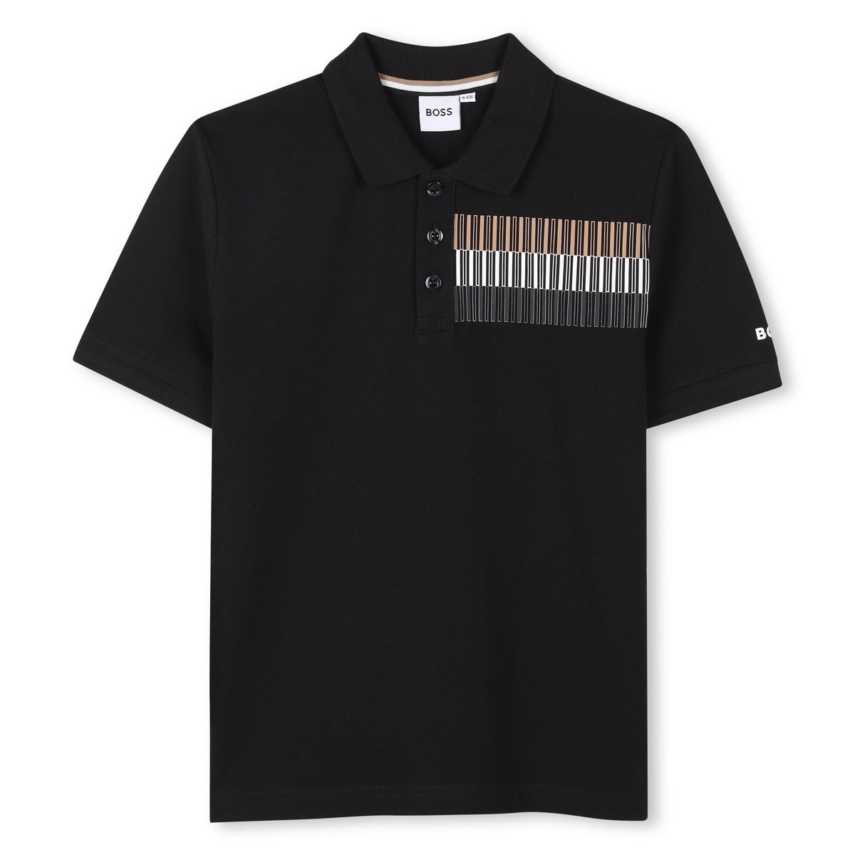 Polo taglio dritto a righe black, BOSS KIDSWEAR
