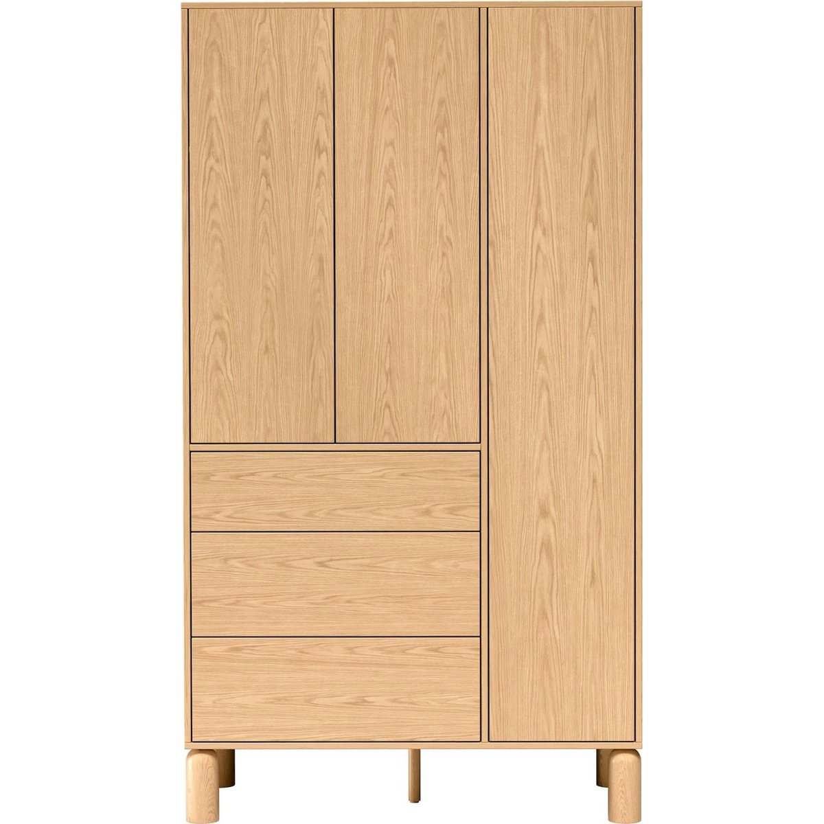 Armoire 3 portes 3 tiroirs collection SANDEN décor chêne bookmatch, RECOLLECTION