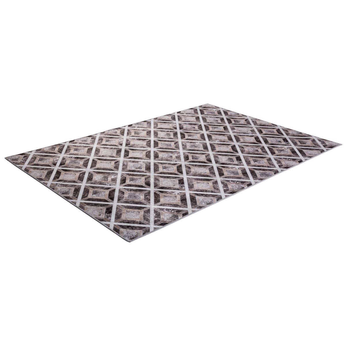 Tapis imprimé Serena, aspect cuir, plat marron, GINO FALCONE