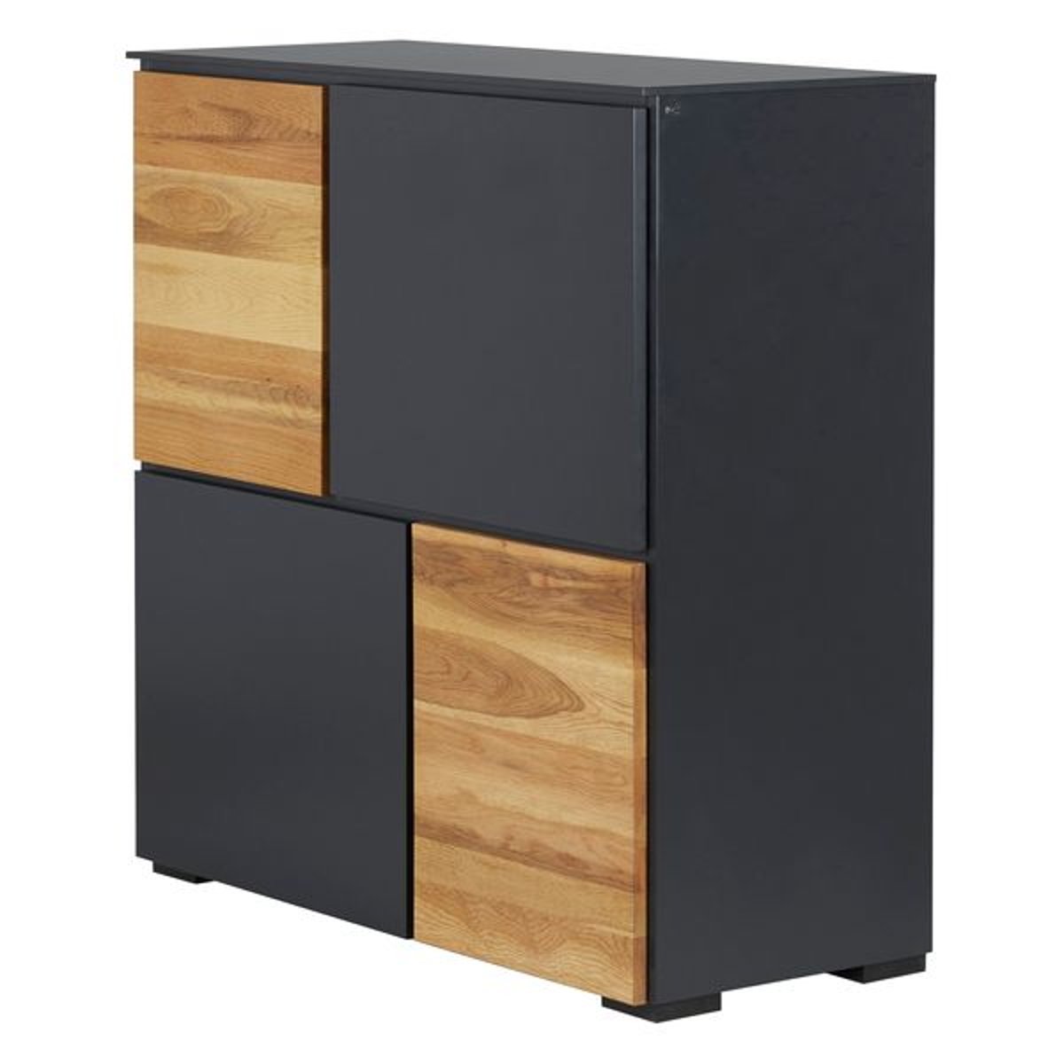 Meuble haut 4 portes chêne naturel et laqué anthracite, ZAGO