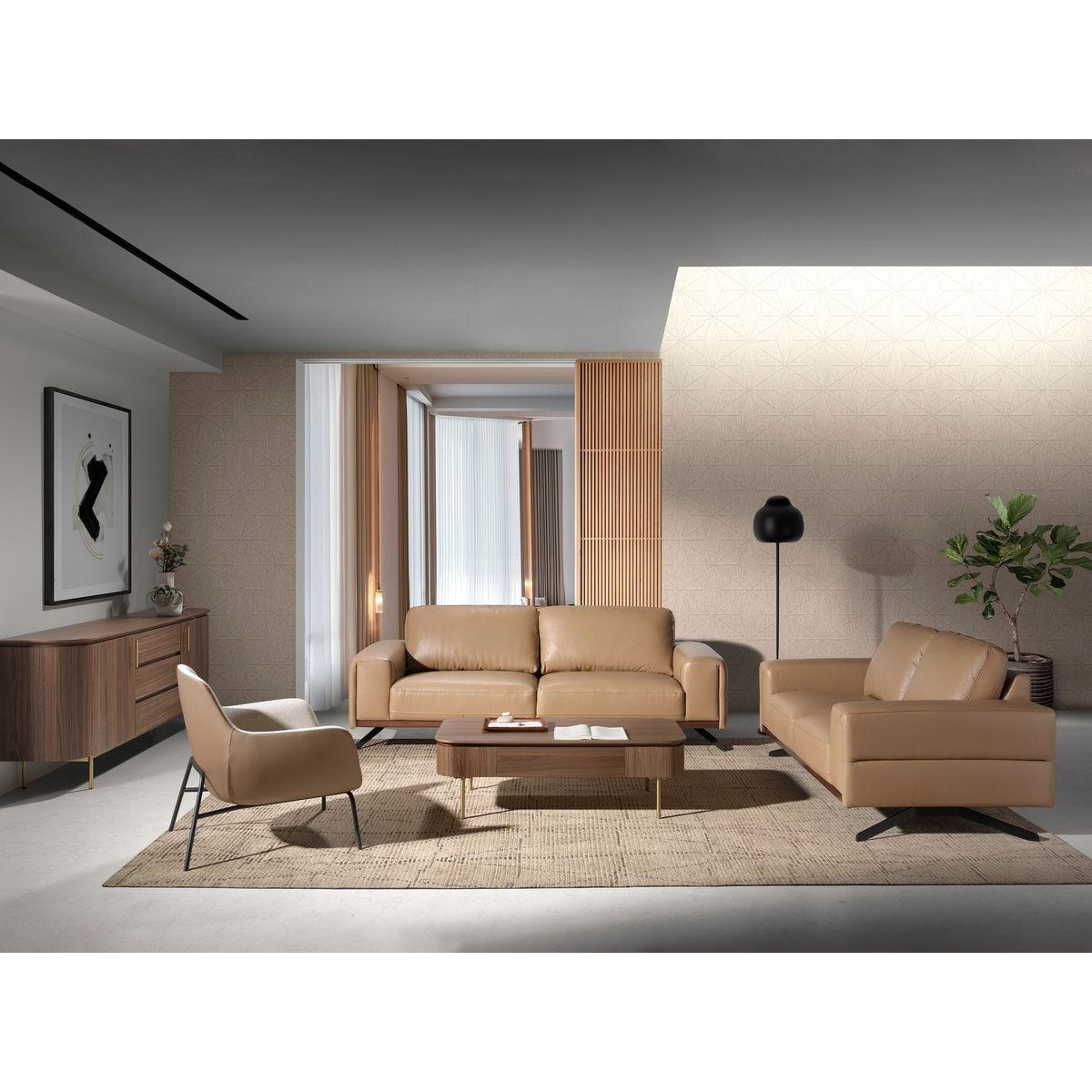 Fauteuil en tissu crème et similicuir marron crème | marron | noir, ANGEL CERDA