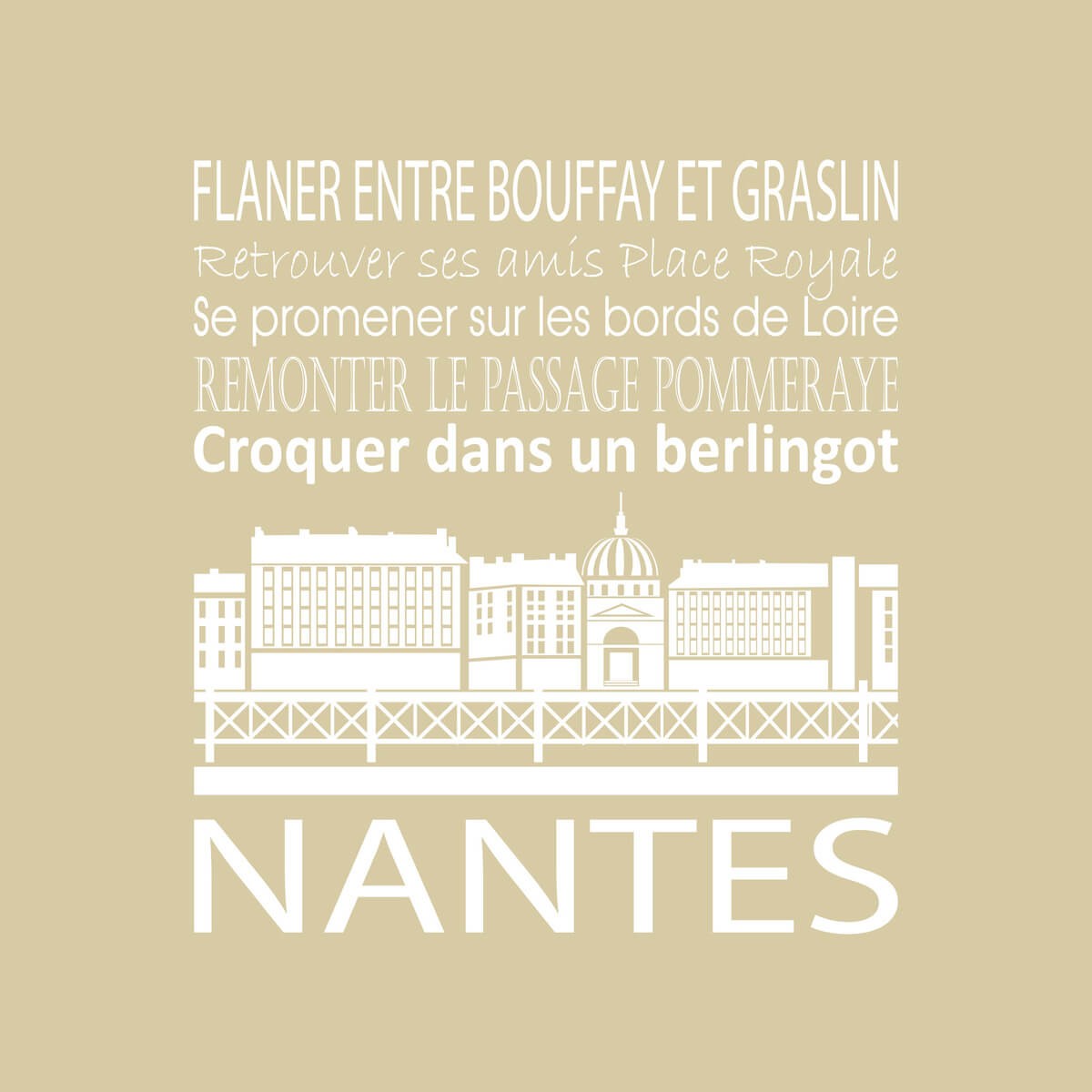Tableau Mural Nantes ILLUSTRATION tableaux sur toile-beige, CEANOTHE