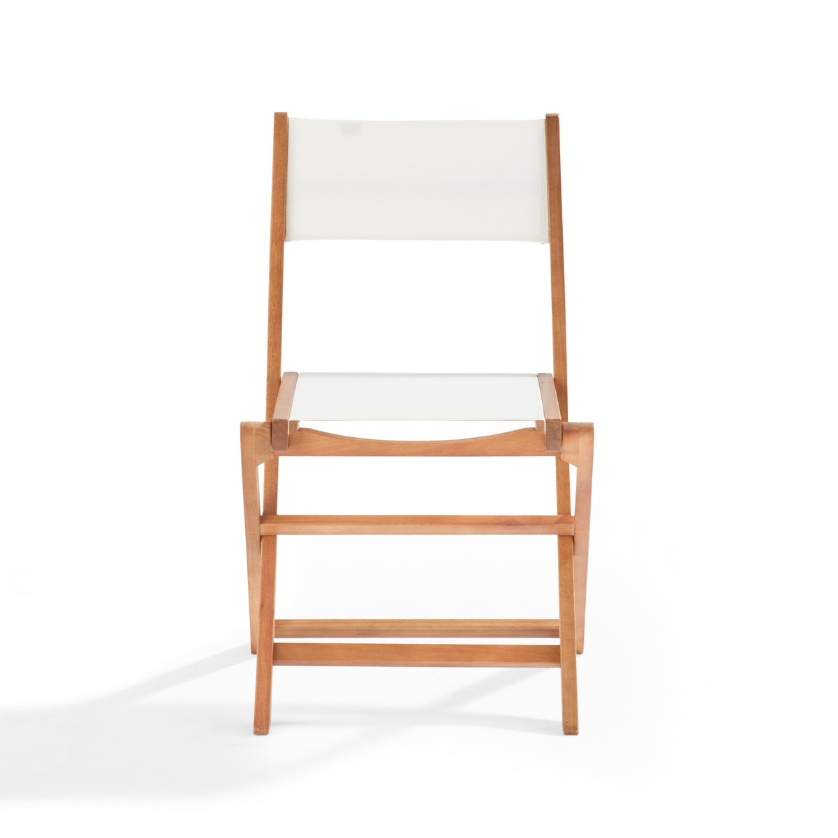 Lot de 2 chaises pliantes textilène et bois, SETE blanc, OVIALA