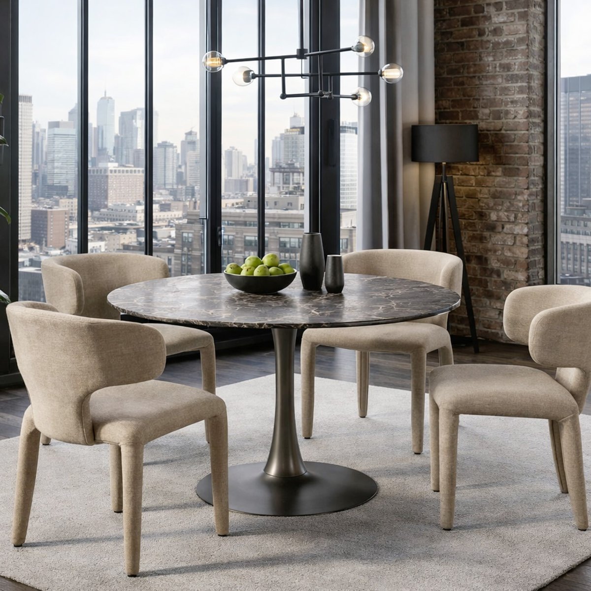 Table ronde effet marbre, HIGH SOCIETY gris, KARE DESIGN