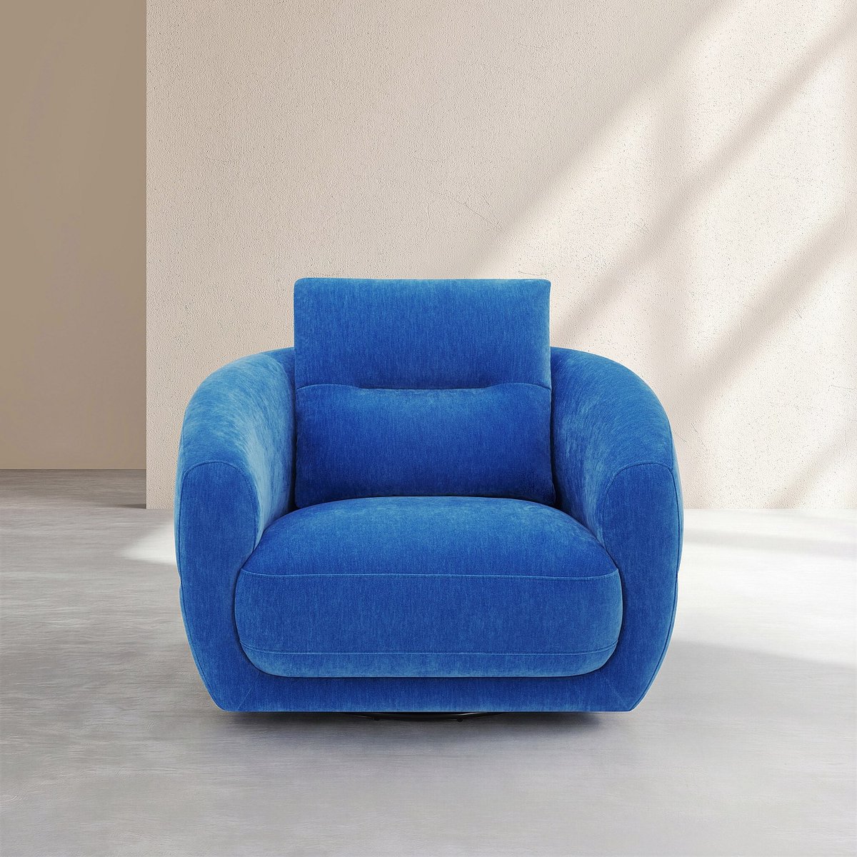 Fauteuil pivotant en tissu PRIANO bleu, HABITAT