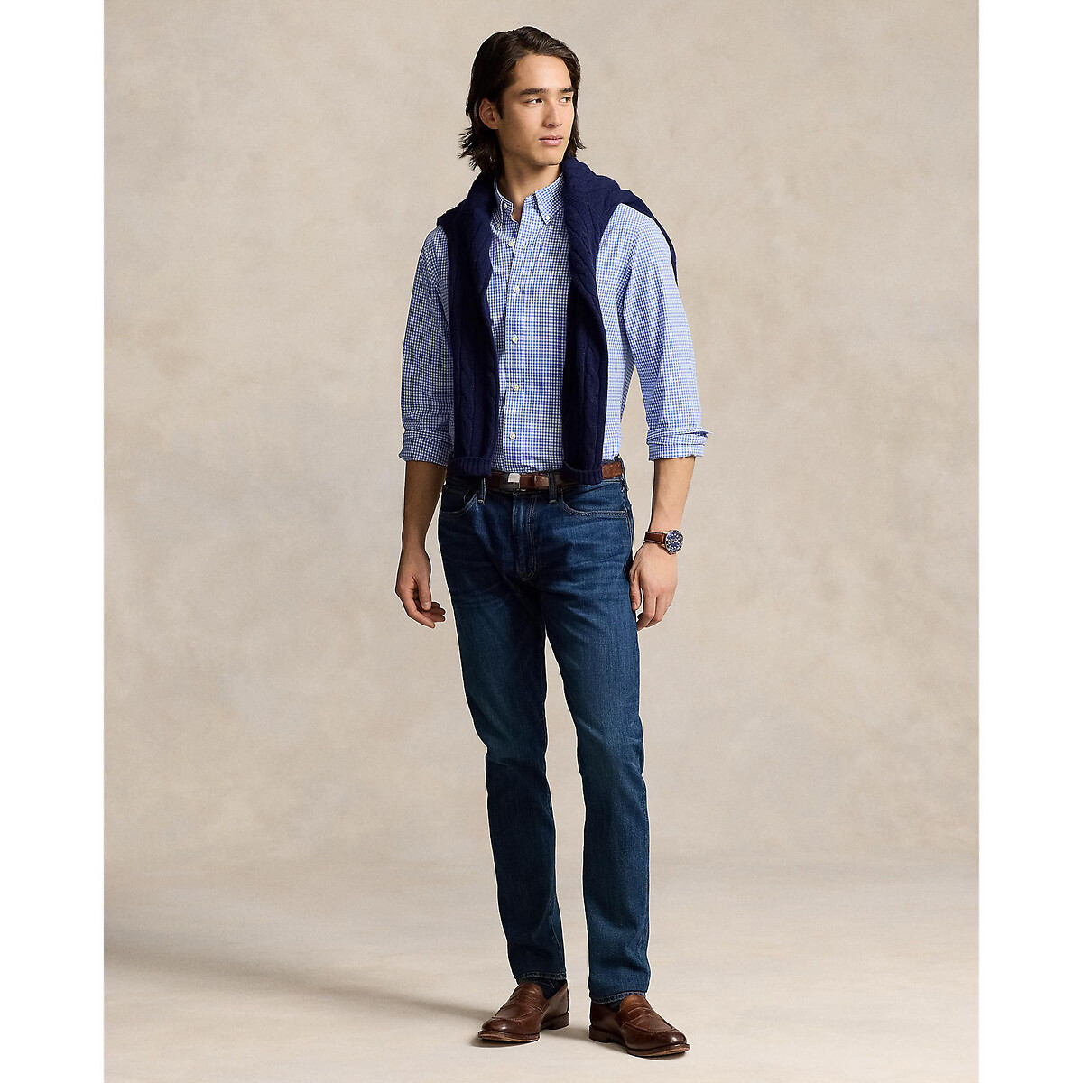 Fitted Shirt in Stretch Poplin blue/white, POLO RALPH LAUREN