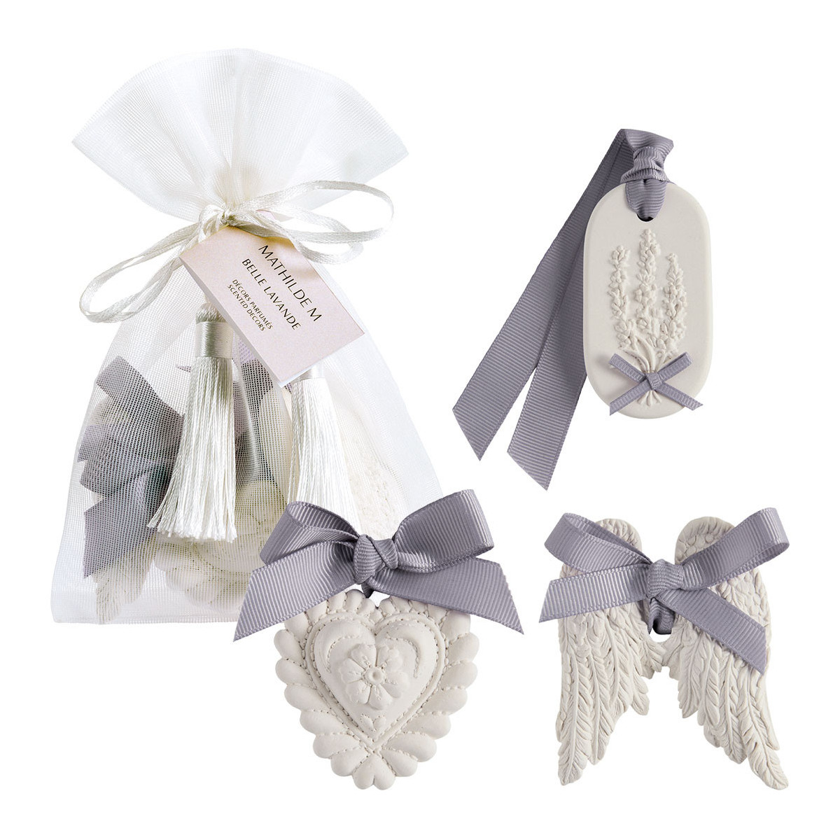 Pochon de 3 décors parfumés - Belle Lavande blanc, MATHILDE M