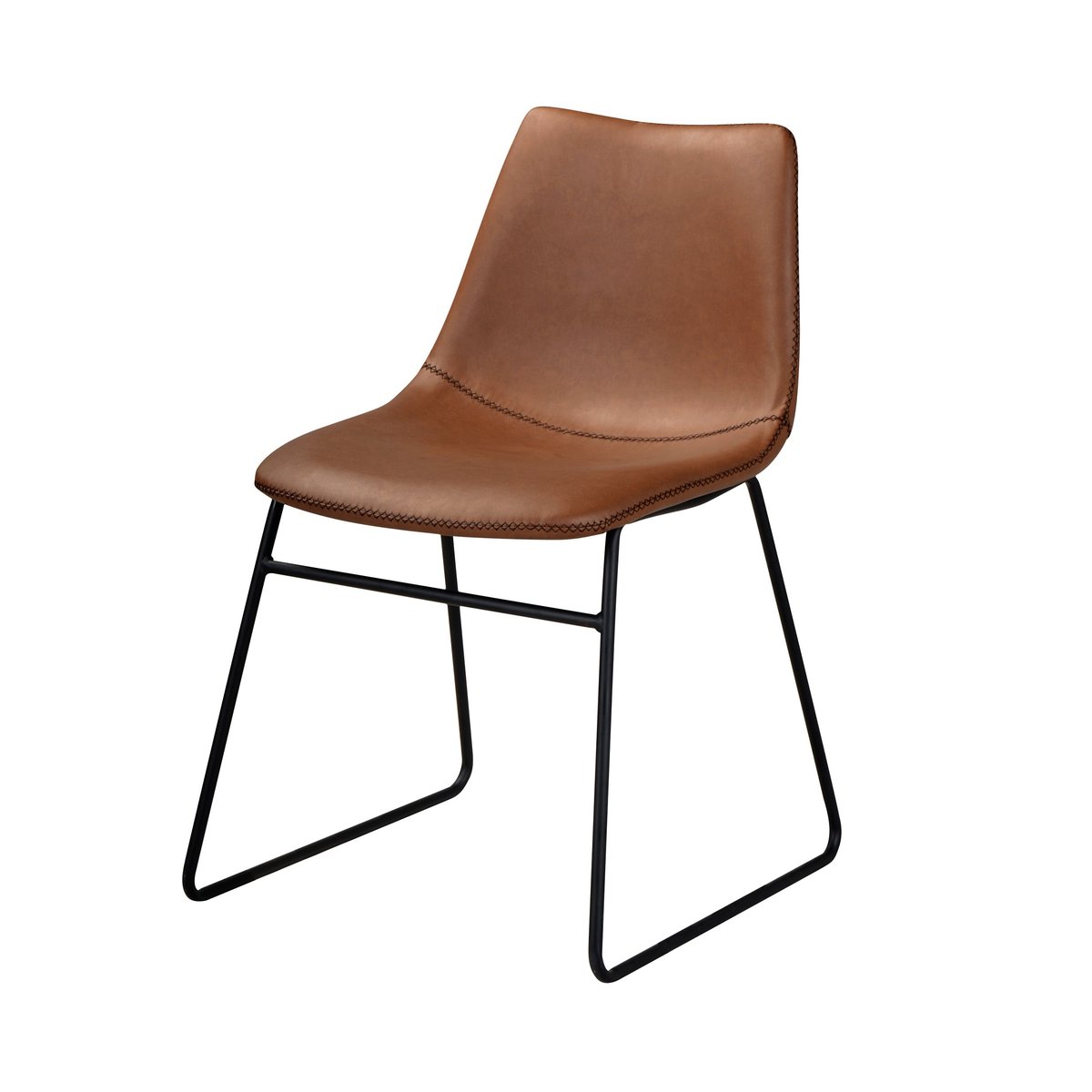 Lot de 2 chaises en cuir synthétique - GASPARD marron, MAISON PAVANE