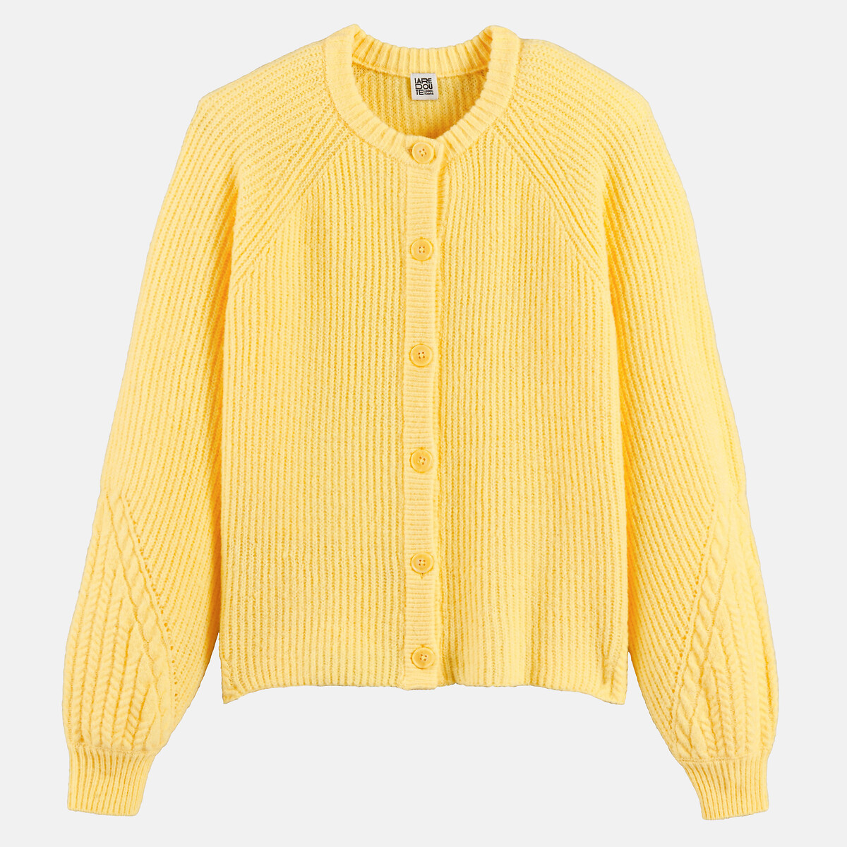 Vest met ronde hals, van geribd tricot geel , LA REDOUTE COLLECTIONS