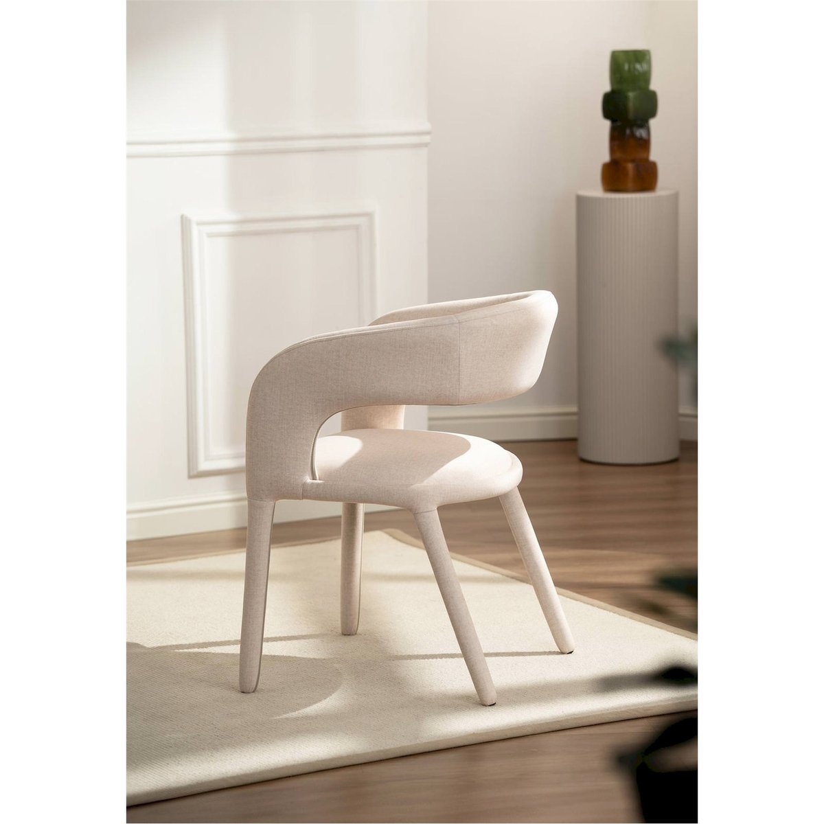 Chaise de salle à manger en velours SONSIFY crème velours, RECOLLECTION