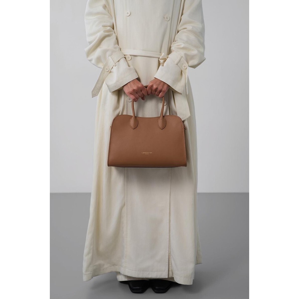 Borsa a mano con zip M in pelle, DONNA HOPPER moka, LANCASTER