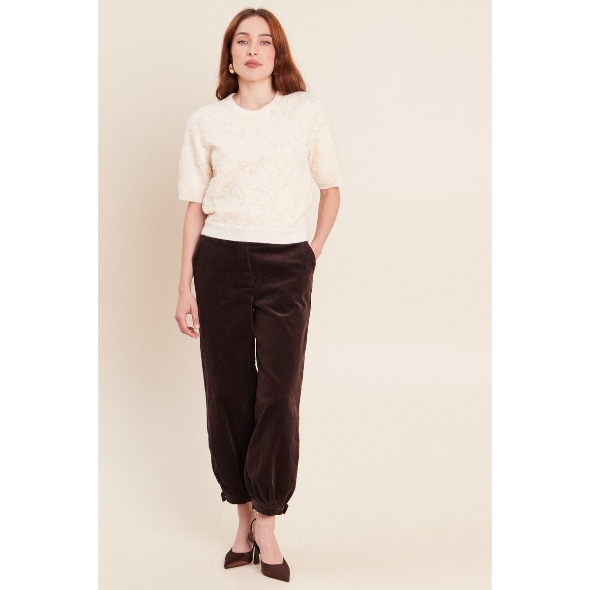 Pull col rond ecru, BREAL