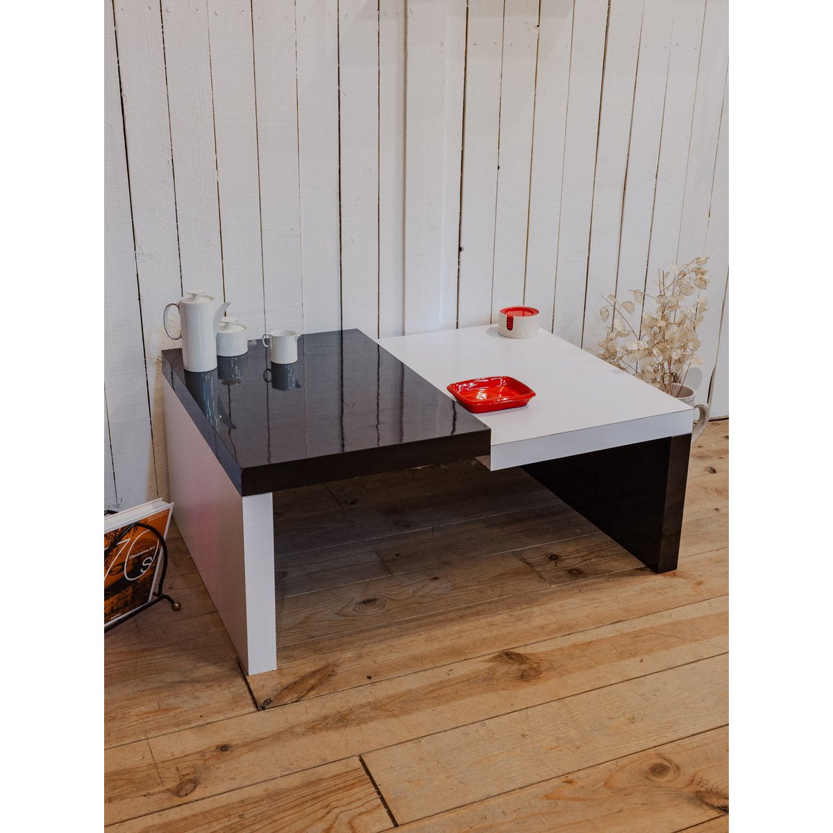 Table basse en bois noir et blanc Donna N°983 - Bon état noir, DEBONGOUT