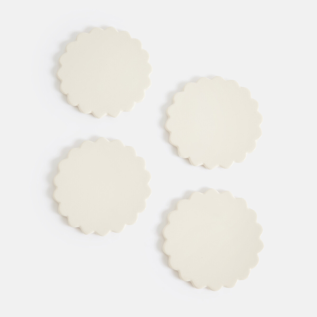 Juego de 4 posavasos de gres, SHELLA blanco crudo, LA REDOUTE INTERIEURS
