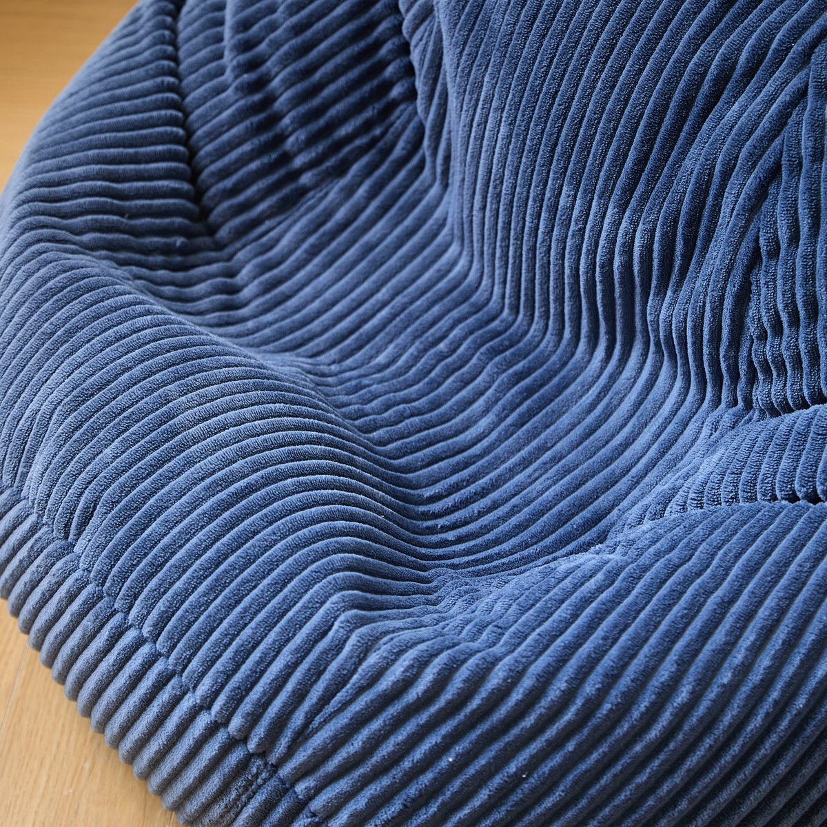 Pouf de salon, velours côtelé, FLOBY bleu, NORDLYS