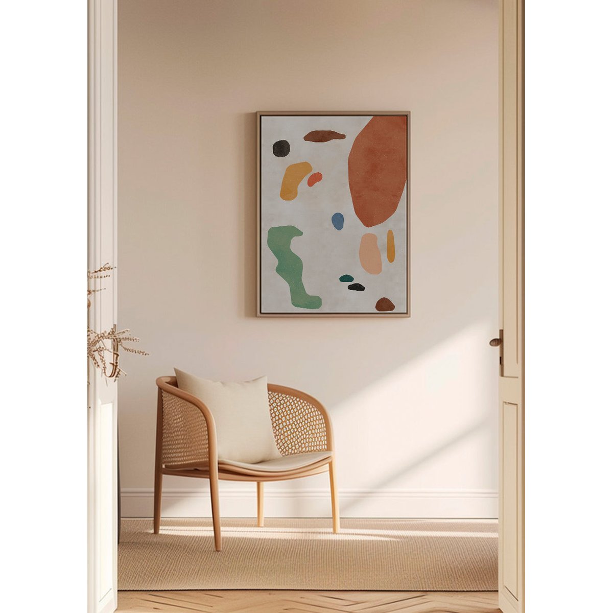 Toile avec cadre en bois, 50 x 70 cm bleu, AUTRE TON
