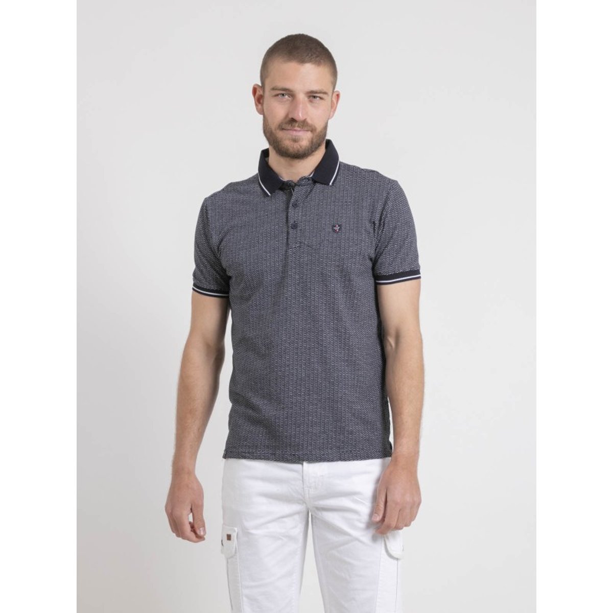 Polo Manches Courtes Pur Coton Motifs Pigumax bleu marine, RITCHIE