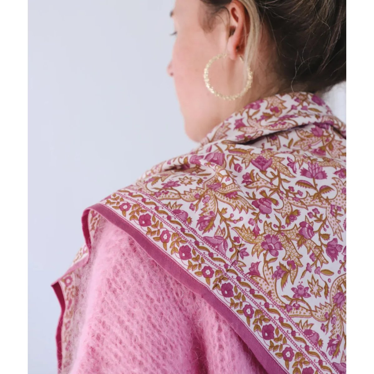 Foulard adulte Toile de Jouy depuis 1760 - Forest rose blush, BINDI ATELIER