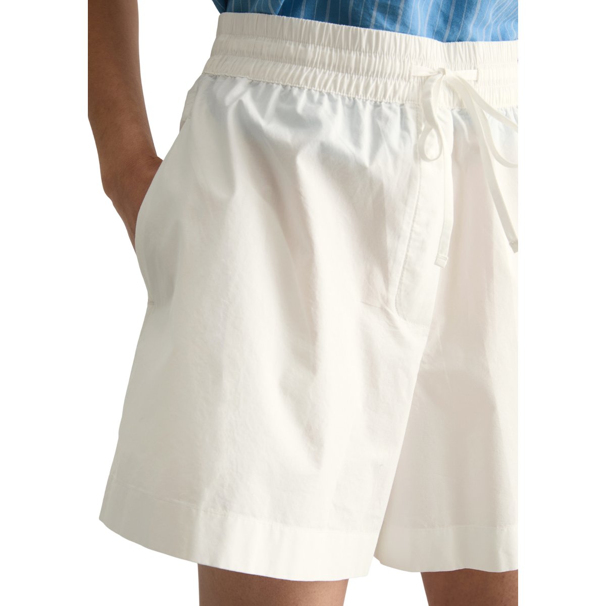 Short relaxed en popeline Papertouch blanc, MARC O’POLO DENIM