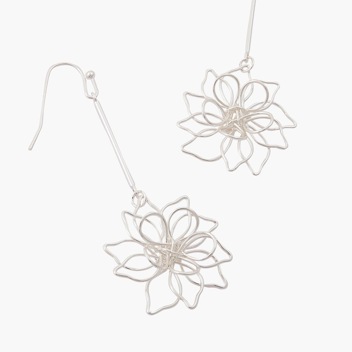 Boucles d'oreilles pendantes à fleurs argentées argenté, BALABOOSTE