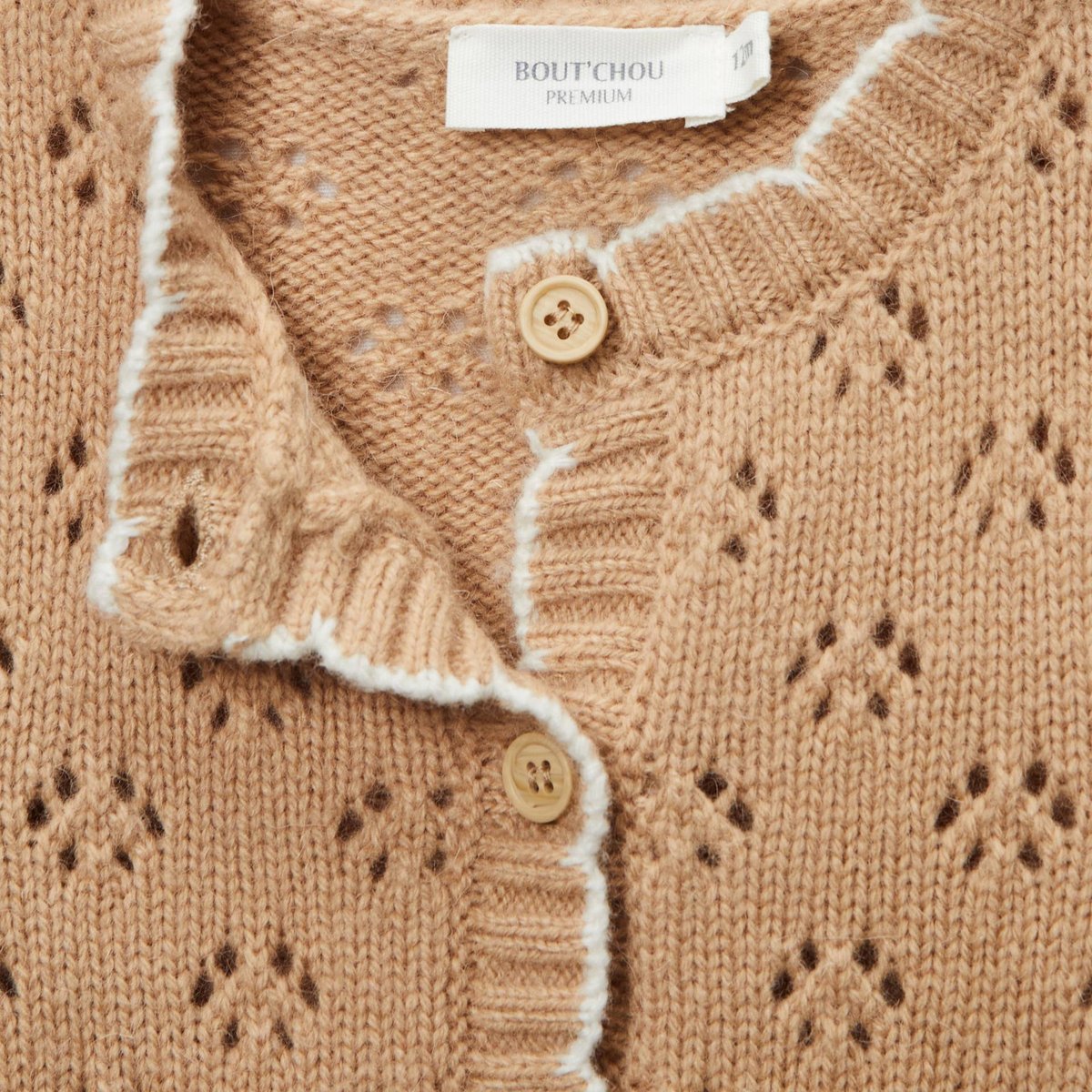 Cardigan tricot point fantaisie contenant de la laine velouté, BOUT'CHOU