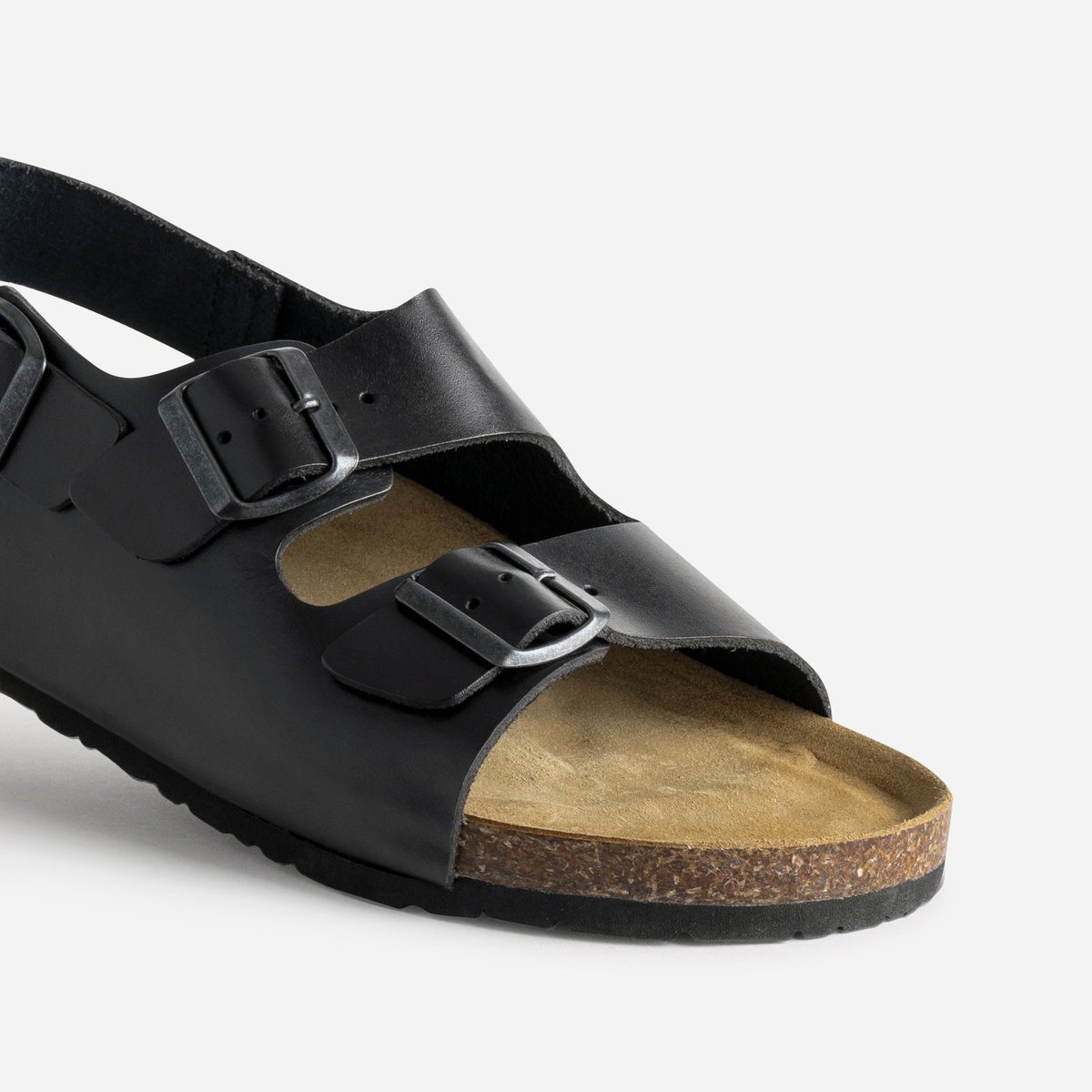 Sandale Plate en cuir NOE noir, ERAM