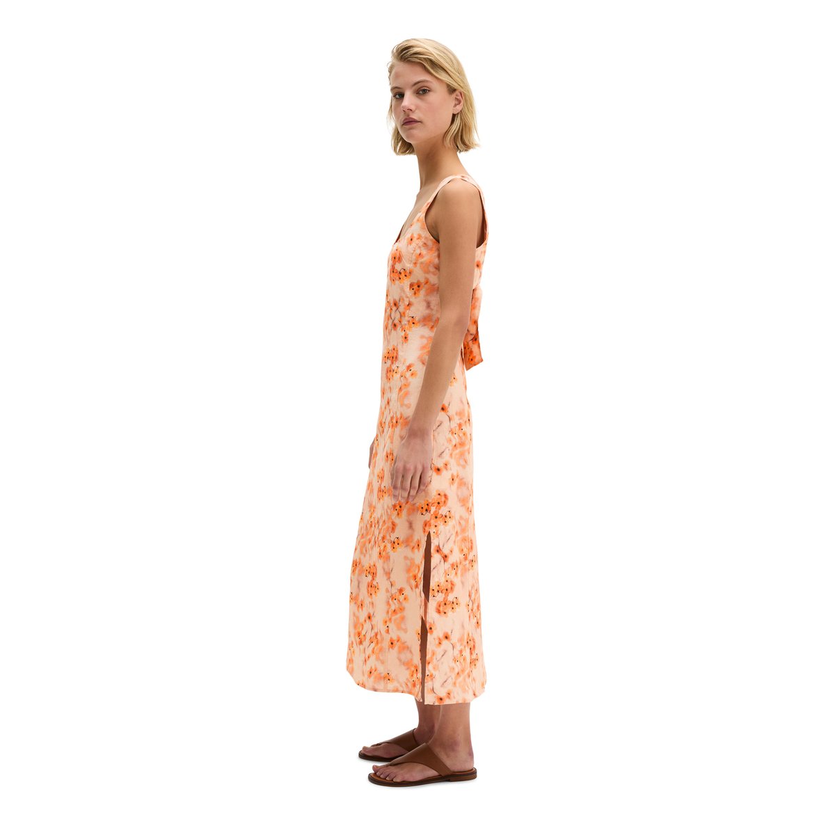 Robe en lin découpée shaped avec détail de nœud à l'arrière orange, MARC O'POLO