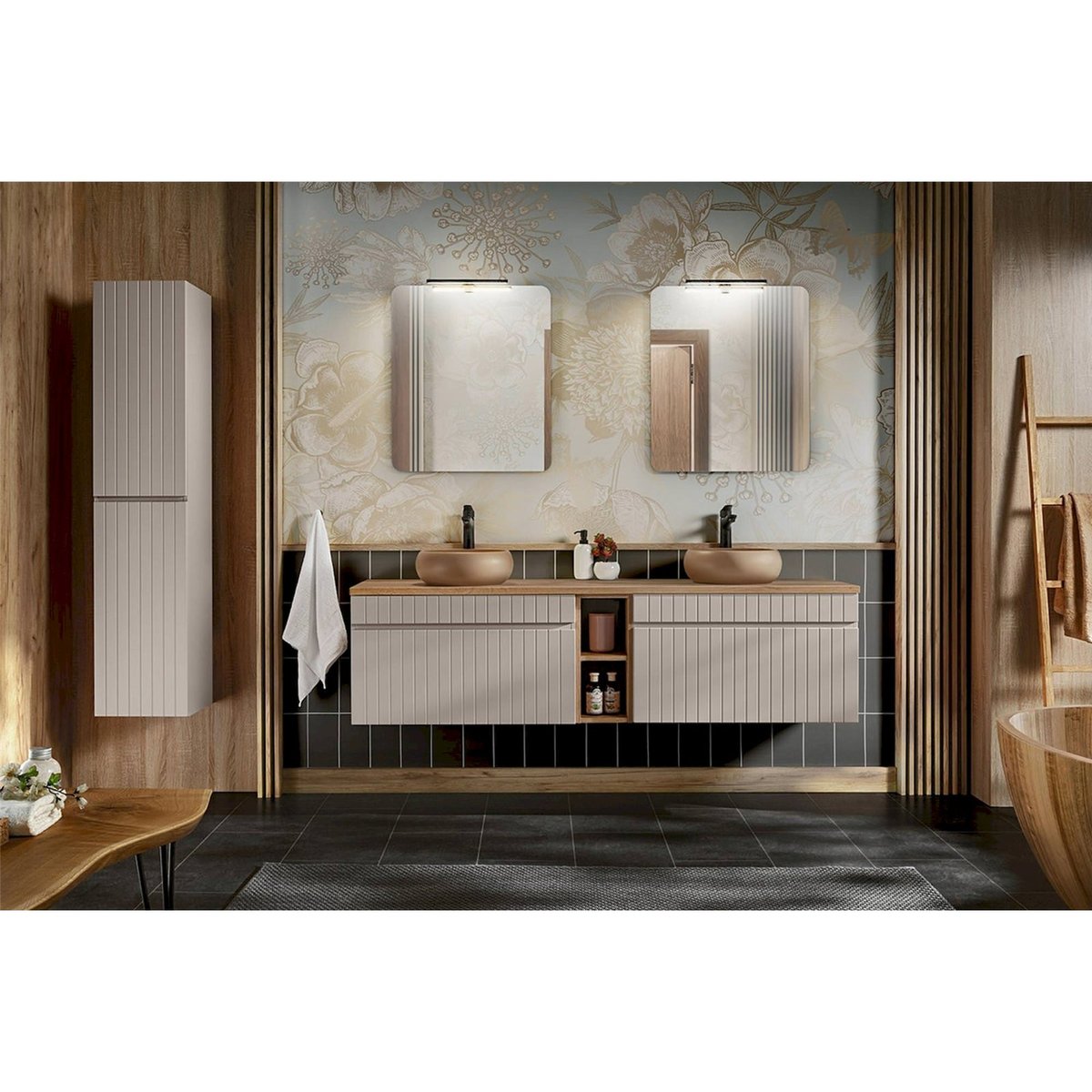 Étagère murale de salle de bain décor chêne chêne, RECOLLECTION
