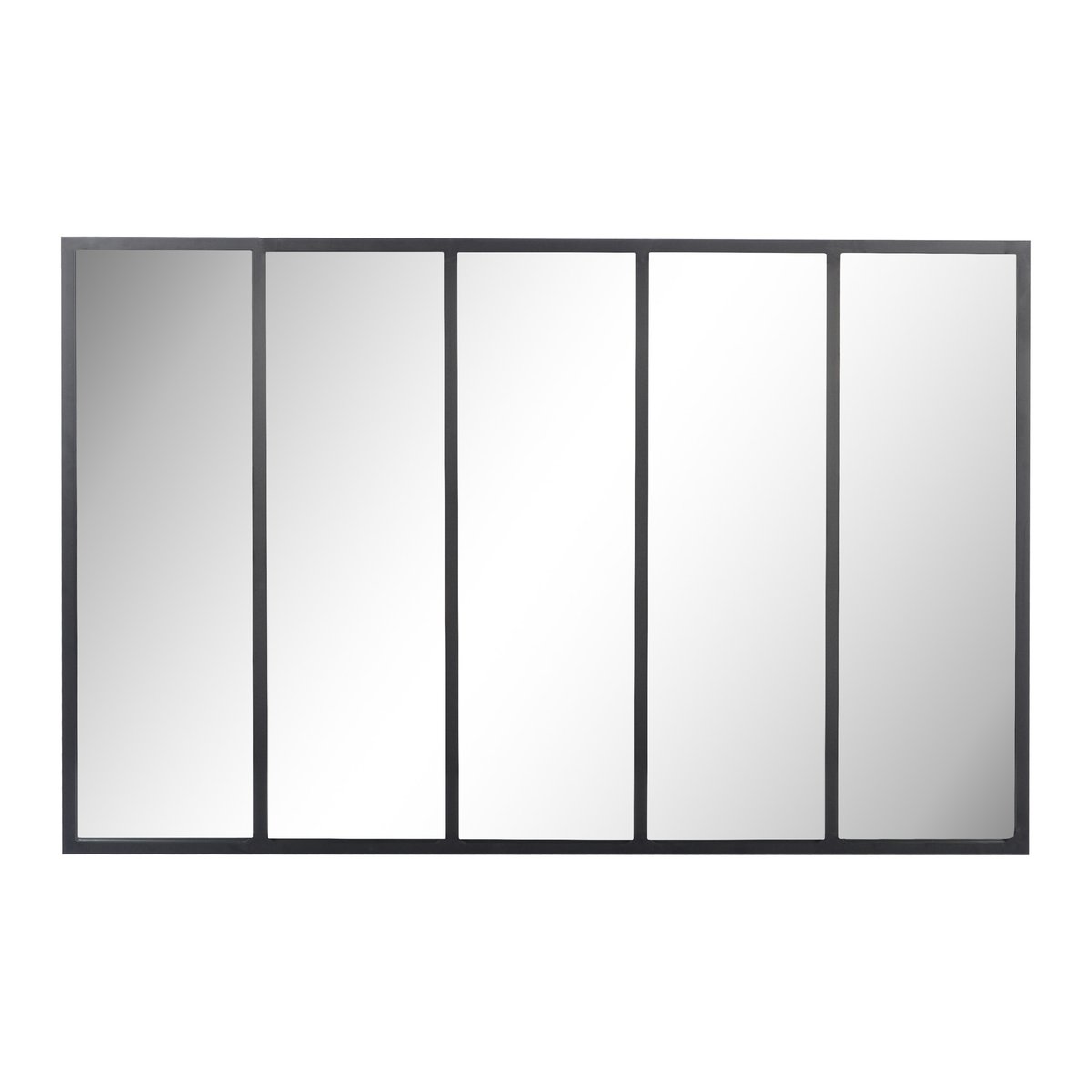Miroir rectangle 5 bandes industriel en métal 137x90cm noir, EMDE