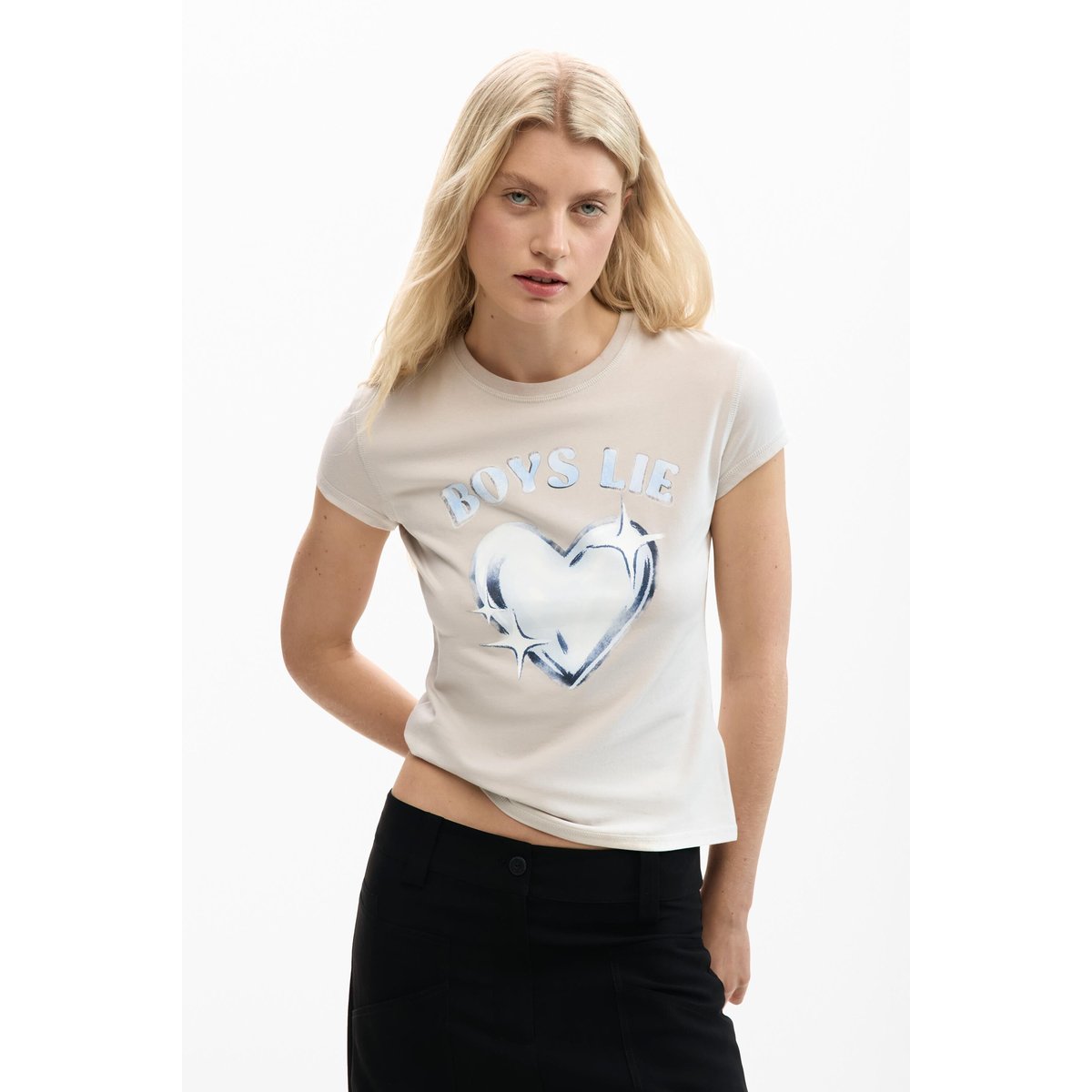 T-shirt ajustée cœur bleu, DESIGUAL